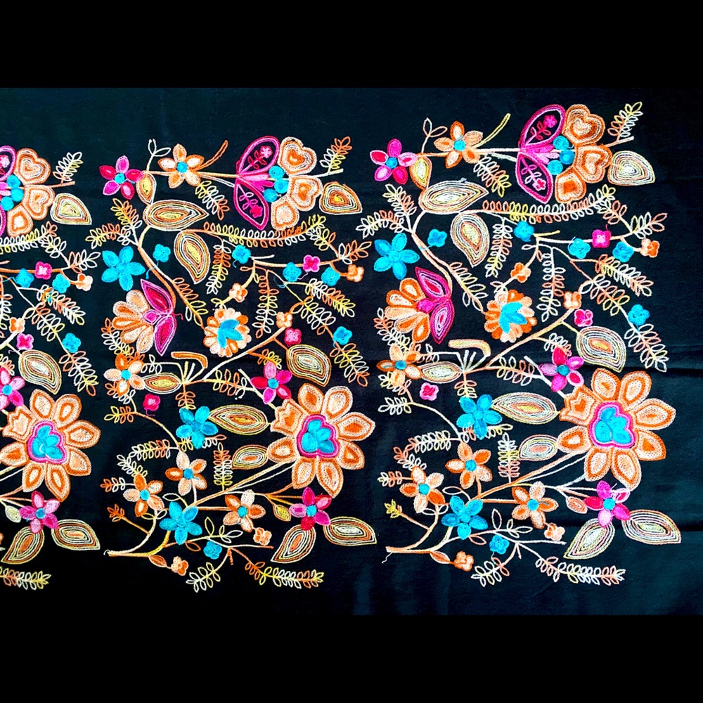 Authentic Mexican shawl scarf, hand embroidered